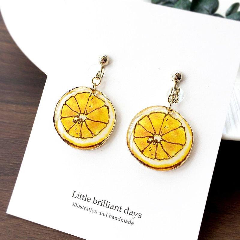 LEMON EARRING Lemon Clip-On - Earrings & Clip-ons - Plastic Yellow