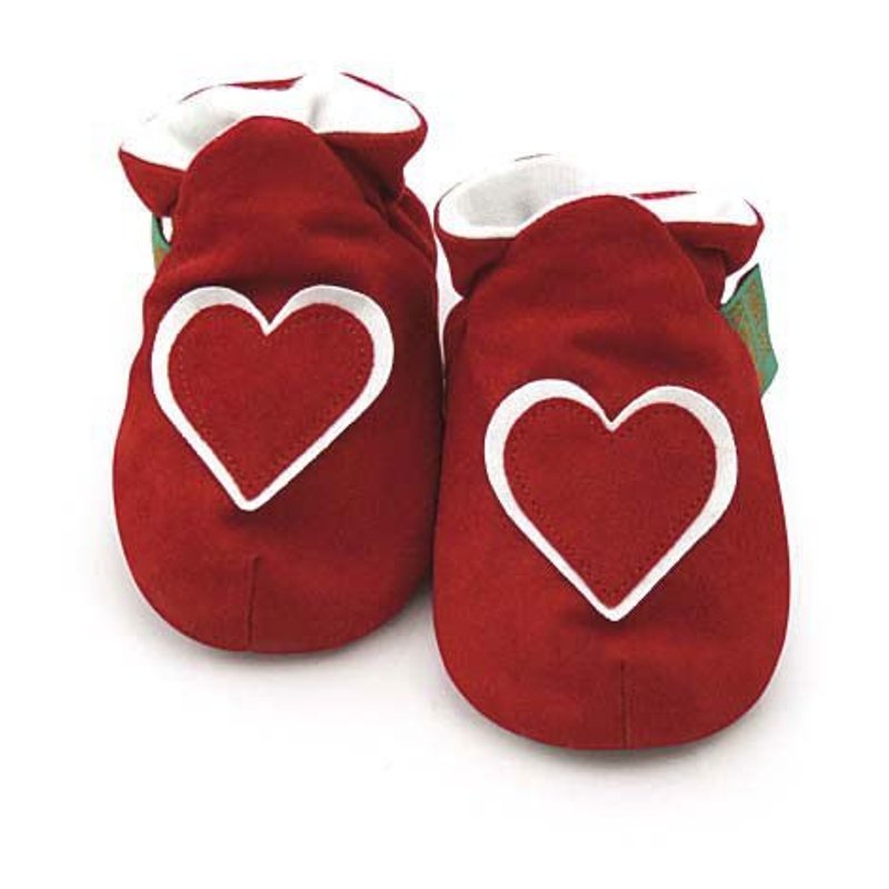 ★客製化★【英國手工鞋FunkyFeet Fashions】鮮紅愛心學步鞋0-24M(NT$1750)/ 2-7Y(NT$1950) - 男/女童鞋 - 其他材質 紅色