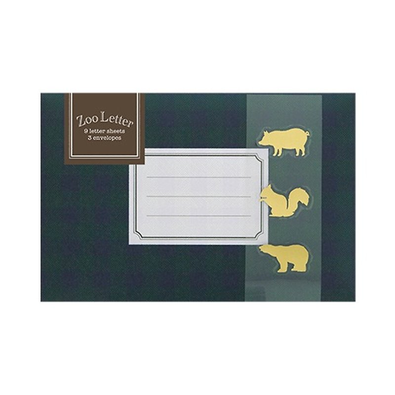 日本【LABCLIP】Letter Set 系列 Zoo 信紙組 / 綠色 - 卡片/明信片 - 紙 綠色