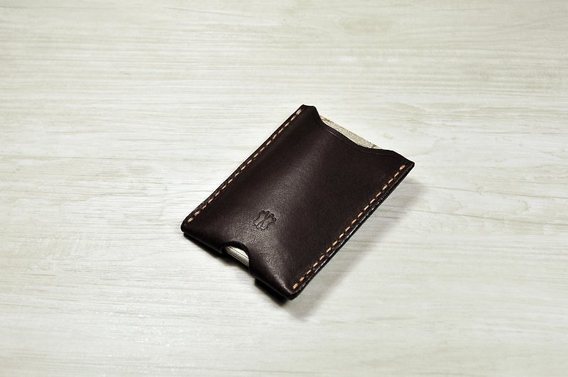 MICO 卡套/小皮夾(焦茶) - 長短皮夾/錢包 - 真皮 黑色