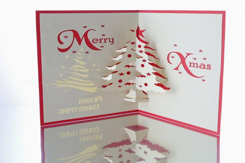 3Dクリスマスポップアップカード - カード・はがき - 紙 レッド
