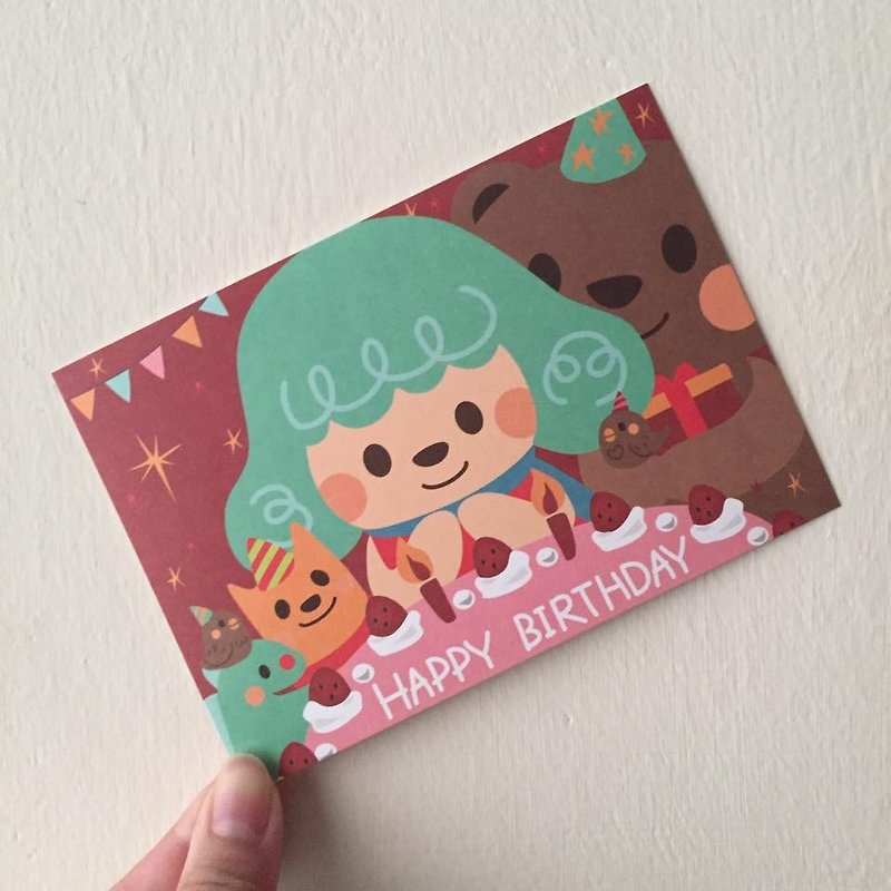 Happy birthday - blowing candles postcard - Cards & Postcards - Wax Red