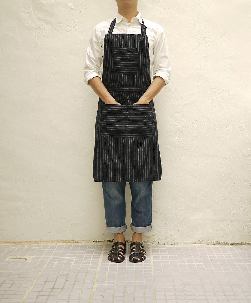 Black and white striped jacquard trading life work aprons - Aprons - Other Materials 