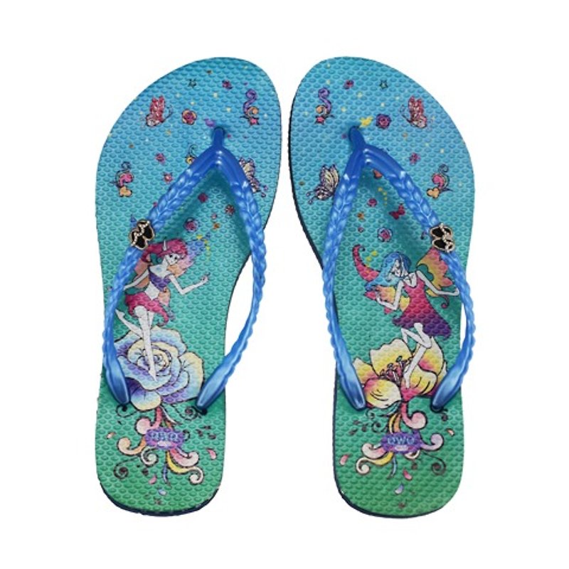 QWQ Creative Design Flip-Flops (No Drills) - Fairy Dance - Blue [FAN0181504] - Women's Casual Shoes - Waterproof Material Blue