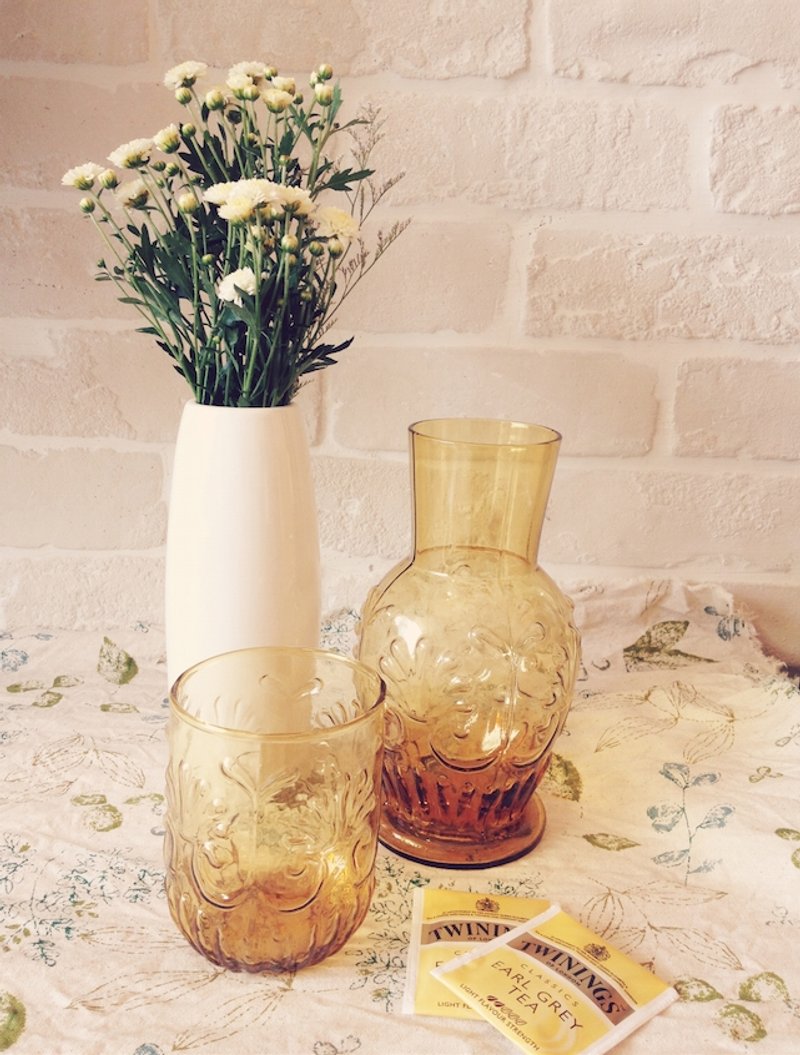 浮雕冷水杯壺 - 茶壺/茶杯/茶具 - 其他材質 黃色