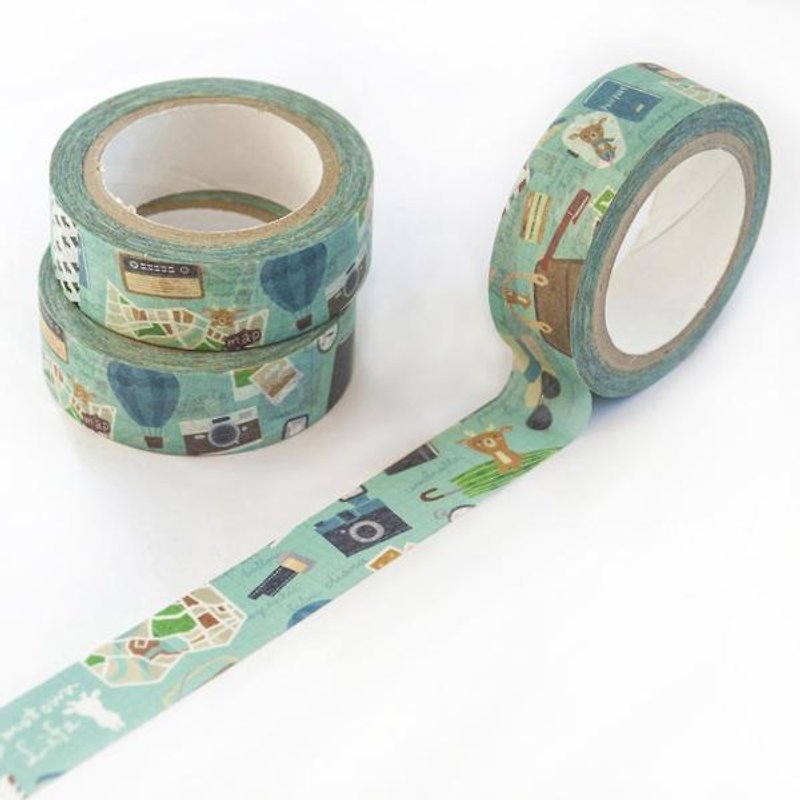 [Self-contrasting flowers] Washi tape: Collection of travel notes of the crazy series of hip cards - Washi Tape - Paper Blue