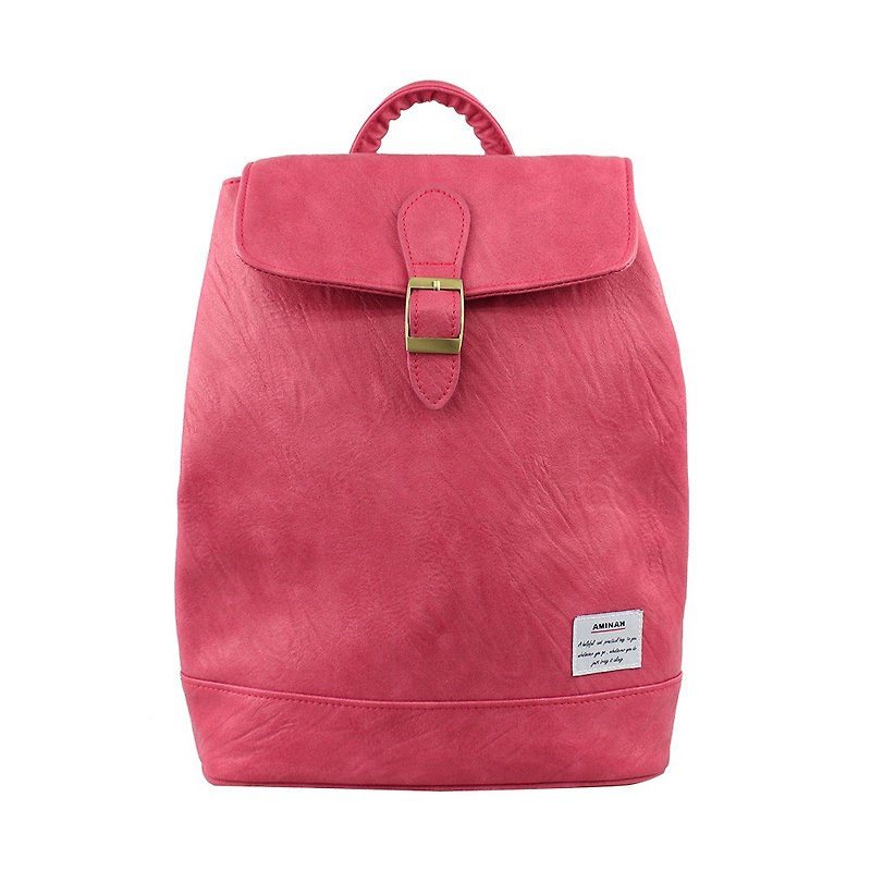 AMINAH-粉紅童話小後背包【am-0223】 - 後背包/書包 - 人造皮革 紅色
