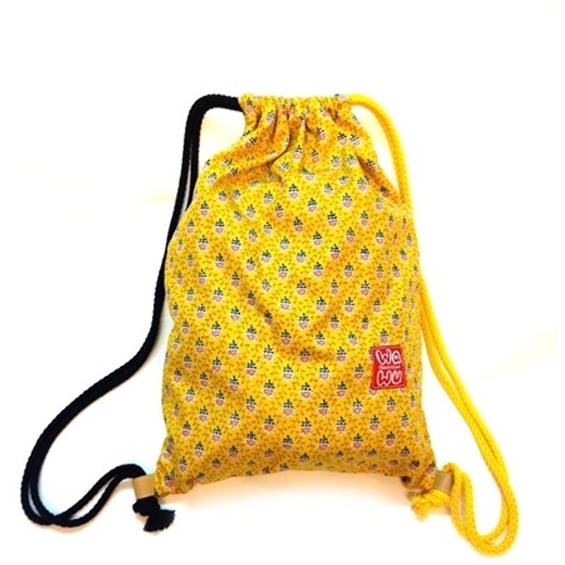 After WaWu beam port backpack / A4 pouch (pineapple yellow) Taiwan calico * Limited - Drawstring Bags - Other Materials Yellow
