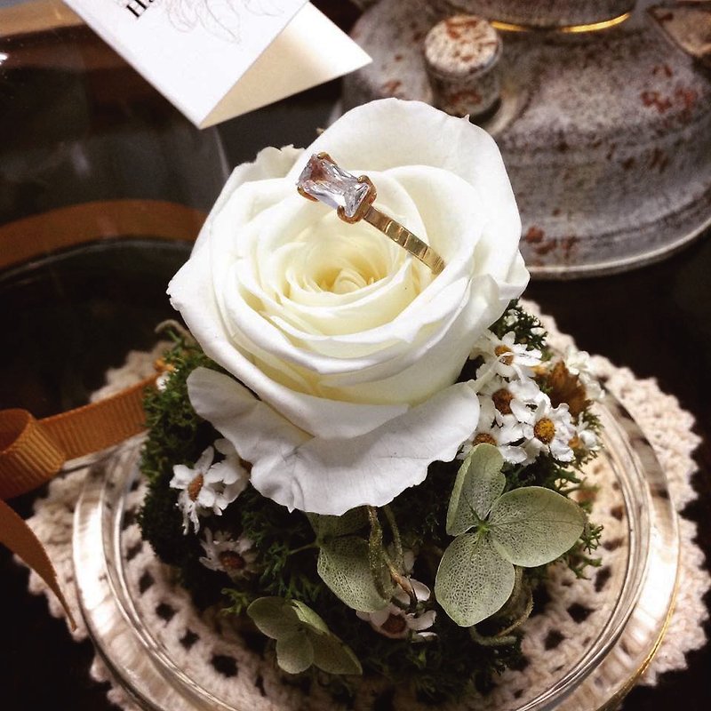 │ Sun Flower x N'trail Valentine joint section │ ivory star Rose Garden glass cake cover x name custom CZ necklace or ring - Plants - Plants & Flowers White