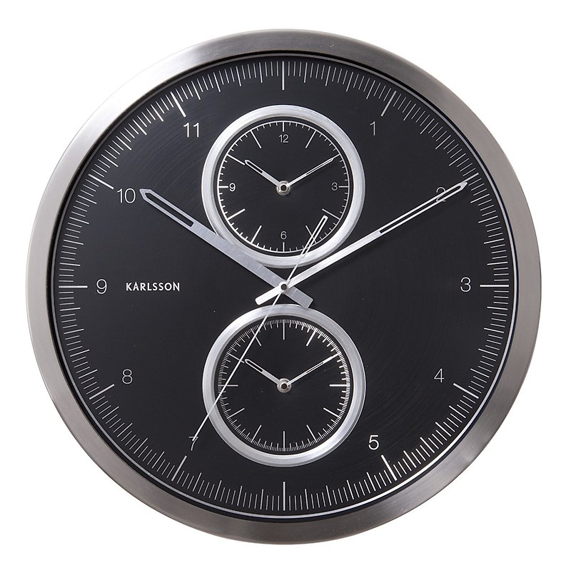 Karlsson, Wall clock 50cm Multiple Time aluminium black Design: Swirl Studio - นาฬิกา - โลหะ สีดำ