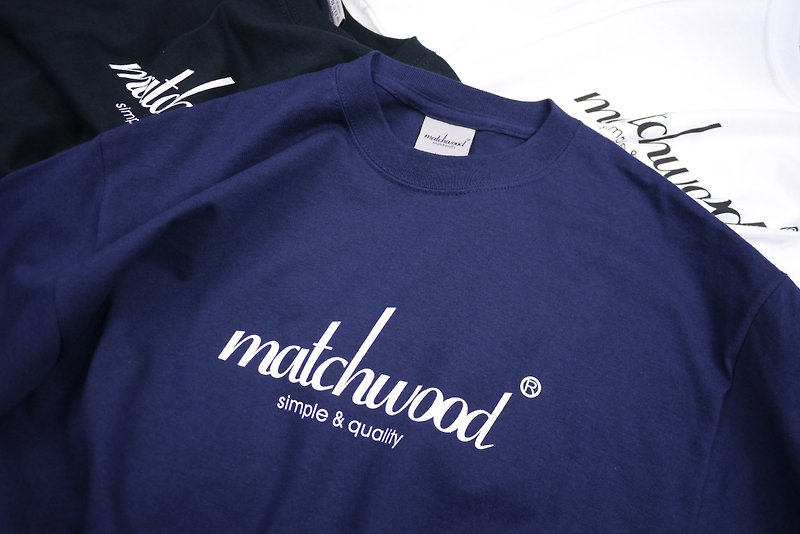 Matchwood Design Matchwood 2015 Limited Edition Classic LogoTee US High Comfort Roller Short T 100% Cotton Navy Blue - เสื้อยืดผู้ชาย - ผ้าฝ้าย/ผ้าลินิน สีน้ำเงิน