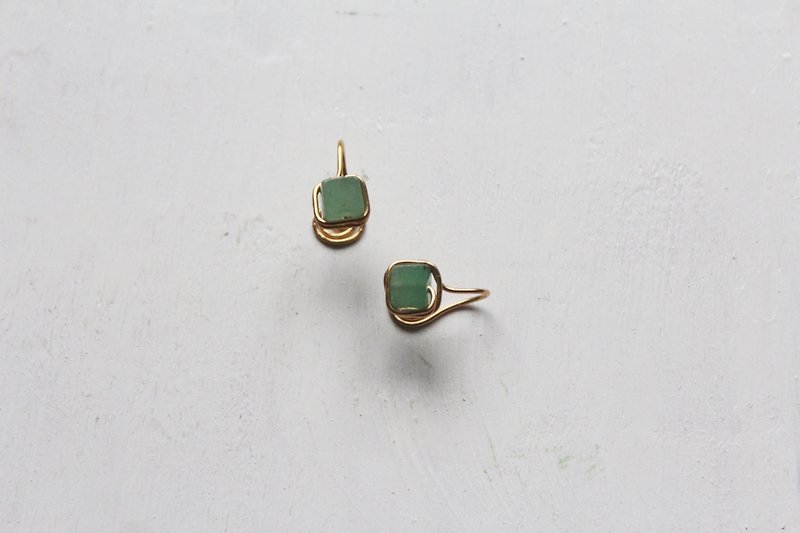 Emerald a |. Classical DF sugar green ear clip / ear earring - ต่างหู - เครื่องเพชรพลอย สีเขียว