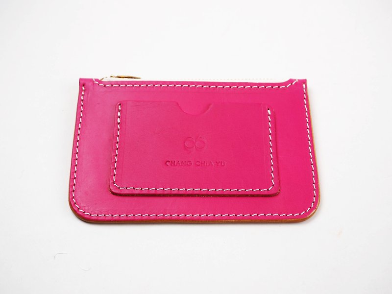 [YuYu] Rose Pink vegetable-tanned leather coin purse - Coin Purses - Genuine Leather Red