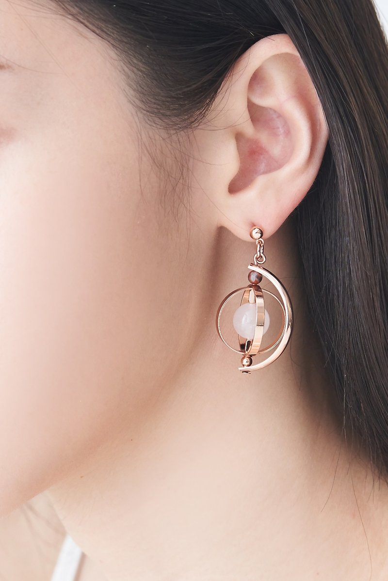 Moon Planet Earrings - Earrings & Clip-ons - Copper & Brass 