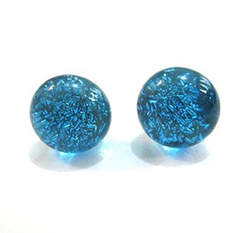 Aquamarine Silver Jewelry Glass Earrings - ต่างหู - แก้ว สีน้ำเงิน