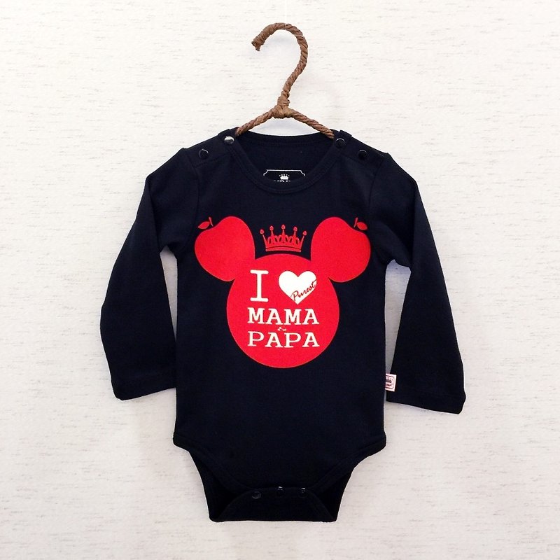 PUREST I love my parents Ping Ping An'an baby long-sleeved jumpsuit - Onesies - Cotton & Hemp Black