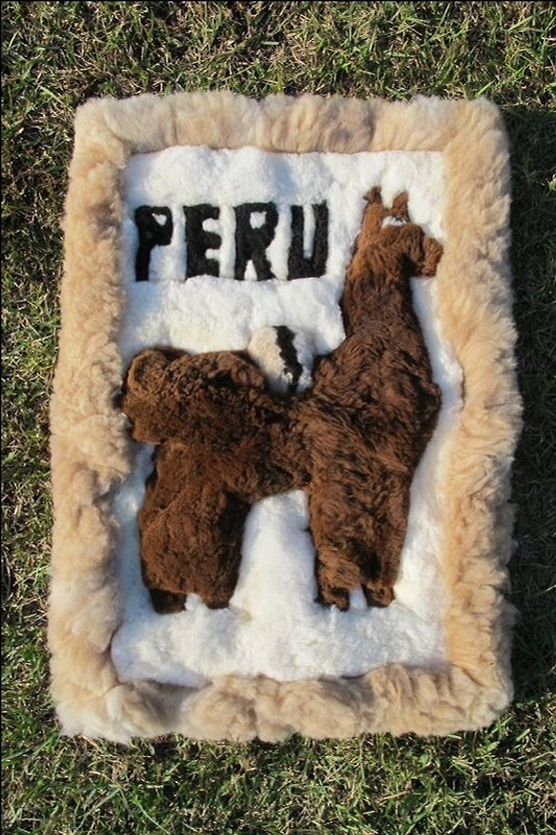Alpaca 100% z/ 中方形毛料坐墊 掛毯 - 裝飾/擺設  - 其他材質 白色