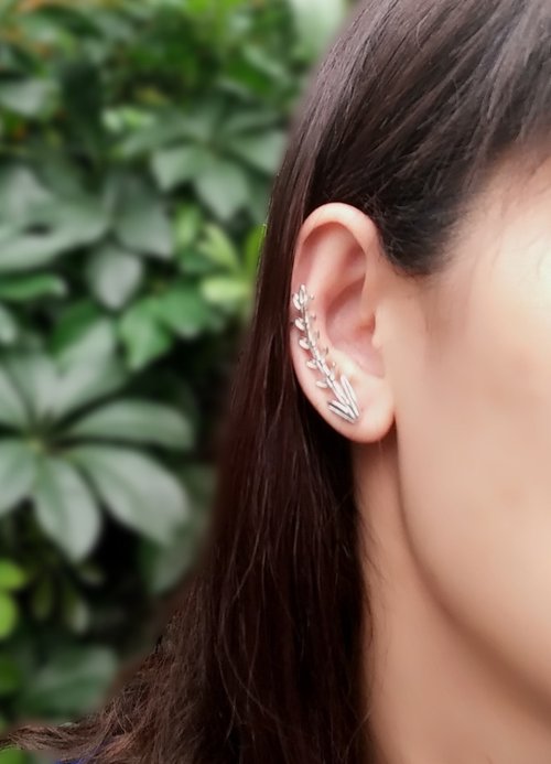 【ほろ酔いロマン】ラベンダーイヤリング/シルバー耳の骨クリップ/Sterling Silver Earcuff/Earring/Lavender
