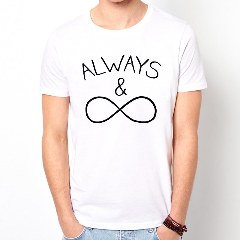 ALWAYS AND FOREVER short-sleeved T-shirt -2 colors forever Wenqing art design fashionable text fashion - Men's T-Shirts & Tops - Other Materials Multicolor