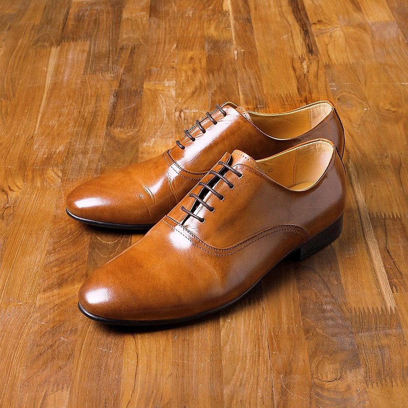 Vanger elegant and beautiful ‧ British style elegant narrow version of Oxford shoes Va22 brown - รองเท้าอ็อกฟอร์ดผู้ชาย - หนังแท้ สีนำ้ตาล