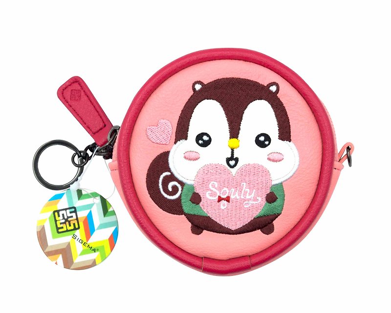Squly Squirrel Embroidery Coins Bag E009SQB - Coin Purses - Thread Pink