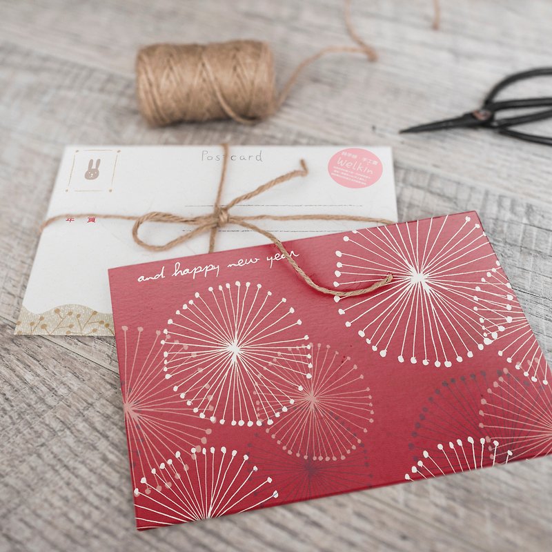 Not bad this year. Fireworks_Red【CM17124】_Rococo Strawberry WELKIN Handmade Christmas Postcard - Cards & Postcards - Paper Red