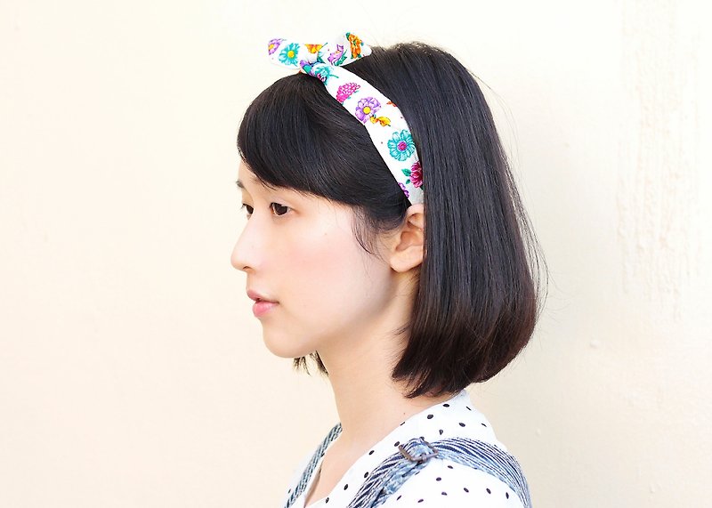 Cotton fabric headband - small flowers - Hair Accessories - Cotton & Hemp Multicolor