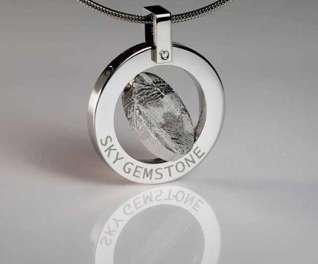 Meteorite Jewelry - Spinning Meteorite 316L Stainless Steel Pendant Necklace