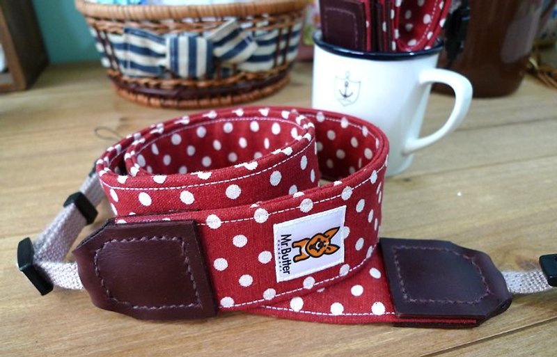Camera strap. Sweet water jade red dots of pure cotton handmade - Camera Straps & Stands - Other Materials Red