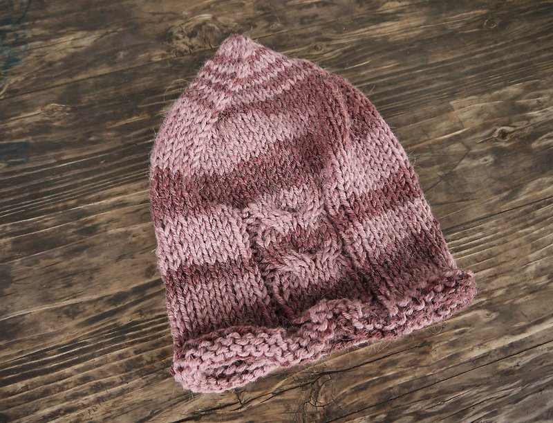 Mama 100% hand-made hat - Owl Elf caps - pink and purple gradient - Christmas / exchange gifts - หมวก - วัสดุอื่นๆ สีม่วง