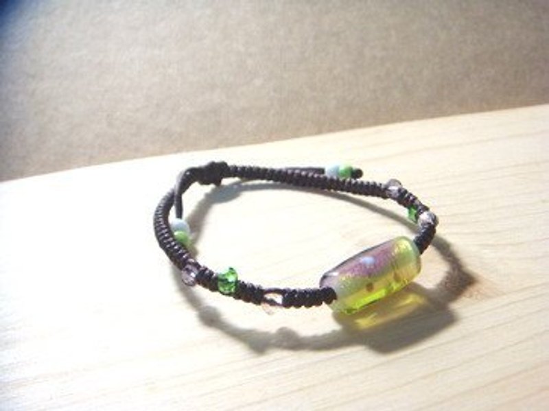 Grapefruit Lin Liuli- Liuli two-color bracelet for attracting good luck and avoiding evil (lake green+purple) - Bracelets - Glass Green