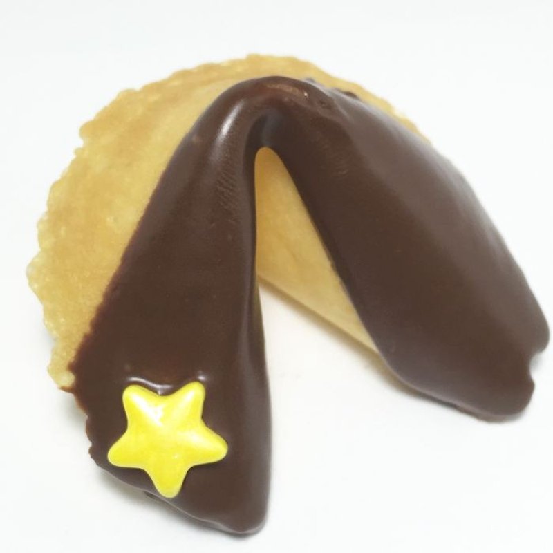 生日禮物 客製化籤文手工幸運餅乾 星星黑巧克力風味 18入附提袋 - 手工餅乾 - 新鮮食材 黃色