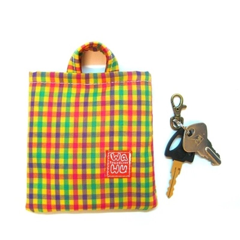 Sanitary napkins Bag (Yellow check fabric)/ toiletery bag - Other - Cotton & Hemp Yellow