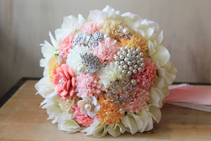 Jewelry bouquet [classic lace ball chrysanthemum] candy powder - Plants - Other Materials Pink