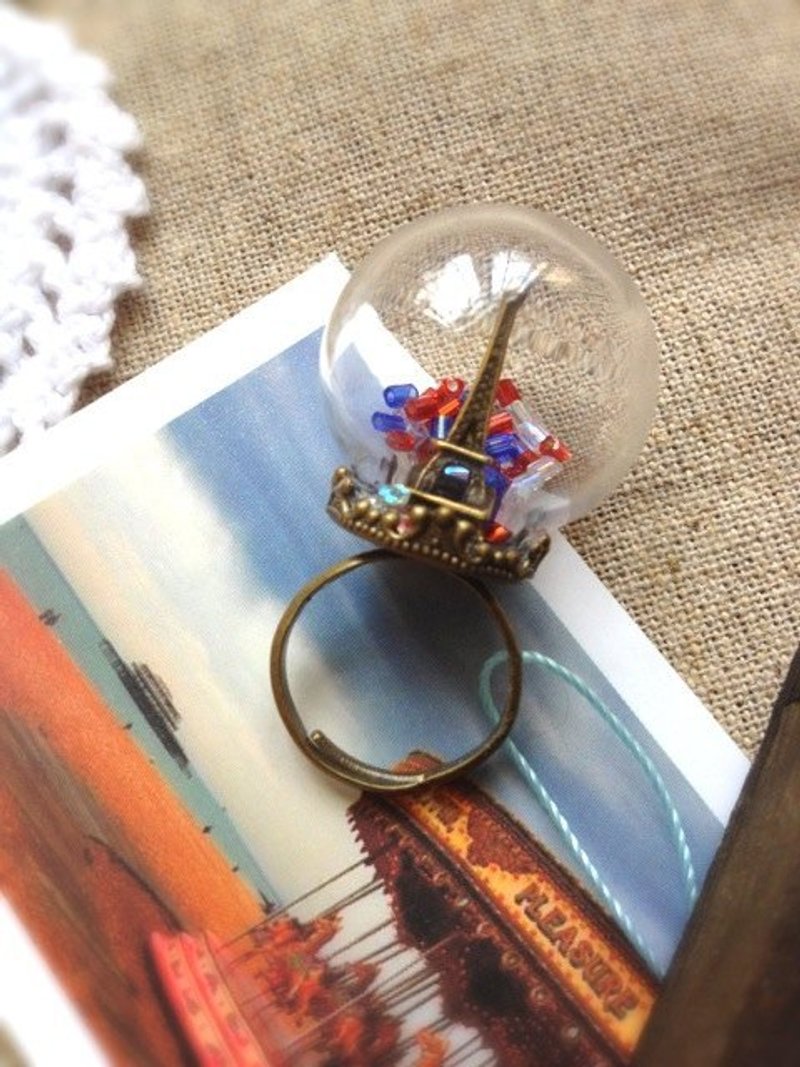 [Imykaka] dream crystal ball - traveled to France Eiffel Tower / Ring Valentine - General Rings - Glass Multicolor