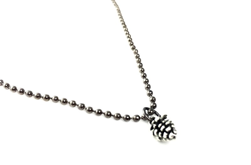 Small pine cone necklace - Necklaces - Other Metals Black