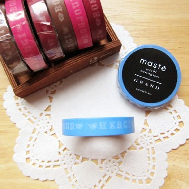 maste Masking Tape 和紙膠帶【Bonjour-藍 (MSG-MKT12-BL)】 - 紙膠帶 - 紙 藍色