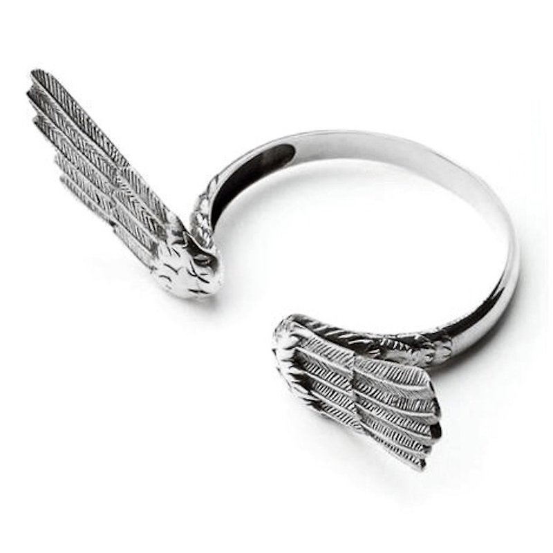 Angel wing  bangle in white bronze ,Rocker jewelry ,Skull jewelry,Biker jewelry - สร้อยข้อมือ - โลหะ 