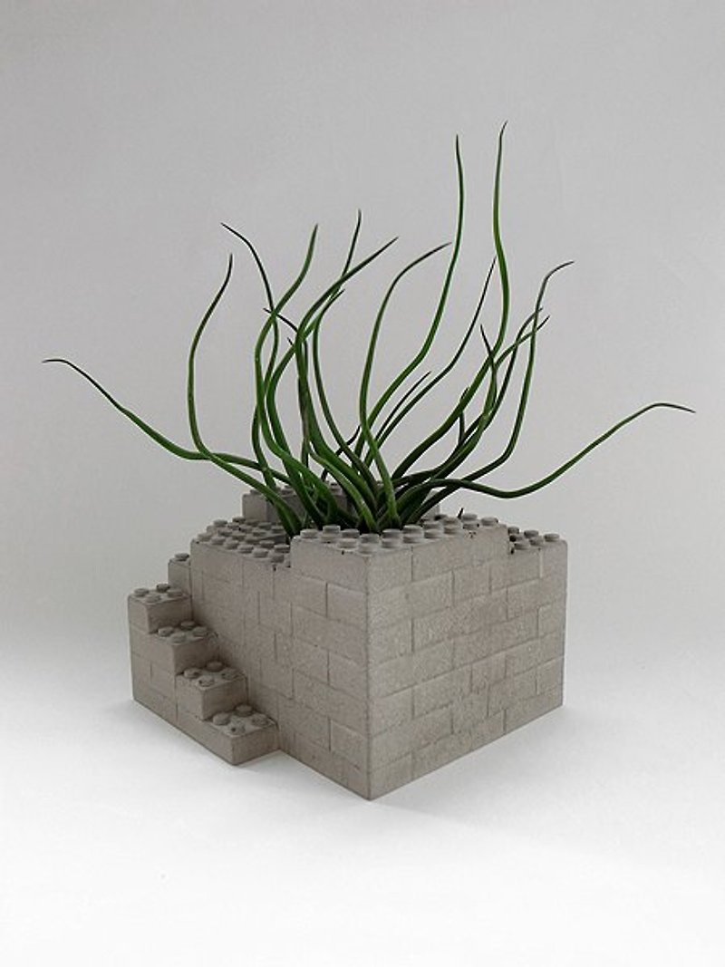 ＃7ブロックセメントの花 - 観葉植物 - コンクリート グレー
