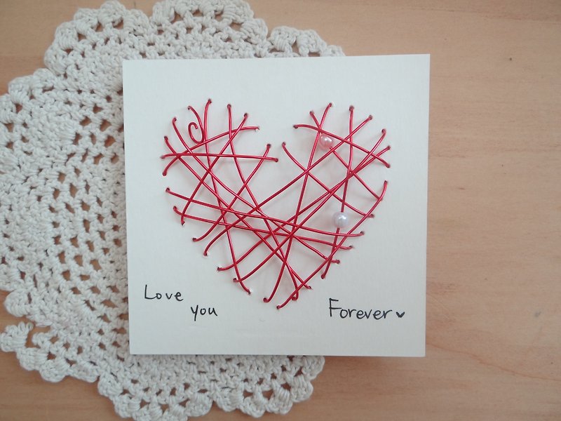 Super Tactile Aluminum Wire Pop-up Card ~ Hot Heart Happy Valentine's Day - การ์ด/โปสการ์ด - กระดาษ สีแดง