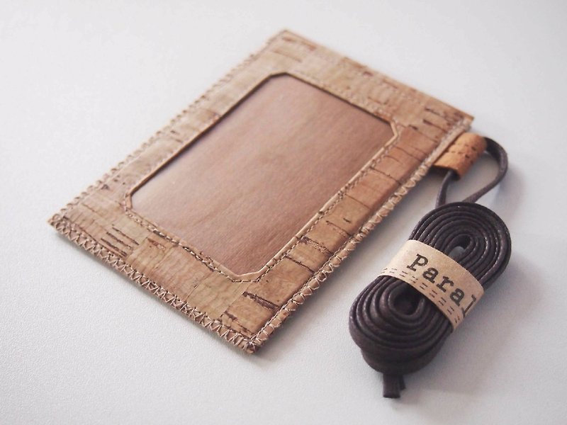 Paralife piece grain cork hanging neck identification card holder leisure card holder ID card access card holder ID holder ticket holder card holder work card holder ticket holder ID holder ticket holder tailor-made can add embroidery personalized name - ID & Badge Holders - Wood Khaki