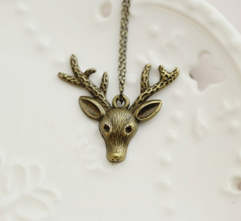 Fan deer elk retro necklace - สร้อยคอ - โลหะ 