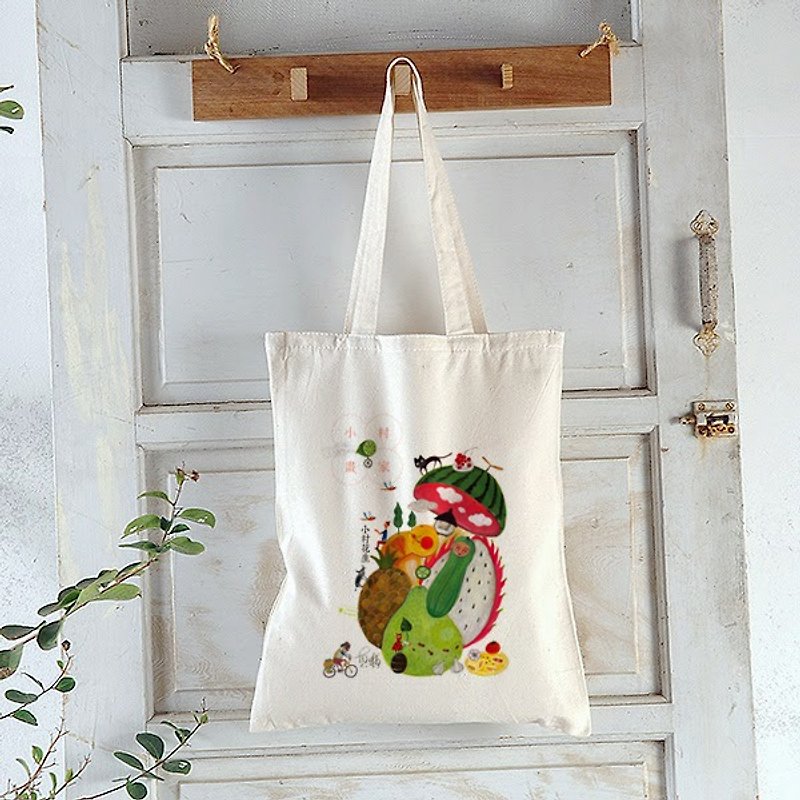 Shoulder bag-Village landscape - Messenger Bags & Sling Bags - Cotton & Hemp Gold