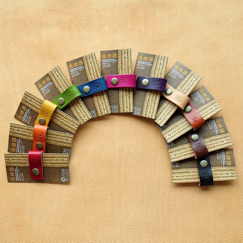 isni Wrap earphone cord 11 colors Handmade leather - ที่เก็บสายไฟ/สายหูฟัง - หนังแท้ หลากหลายสี