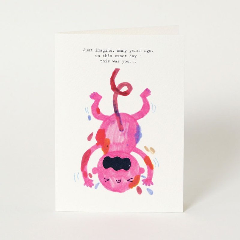 醜い赤ちゃんの誕生日カード - カード・はがき - 紙 ピンク