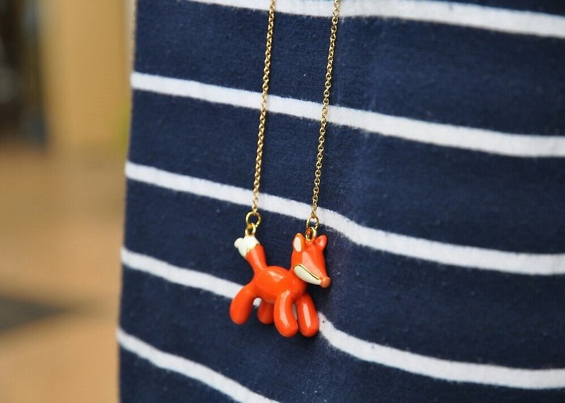 Glorikami Orange Balloon Fox Necklace - Necklaces - Other Materials Orange