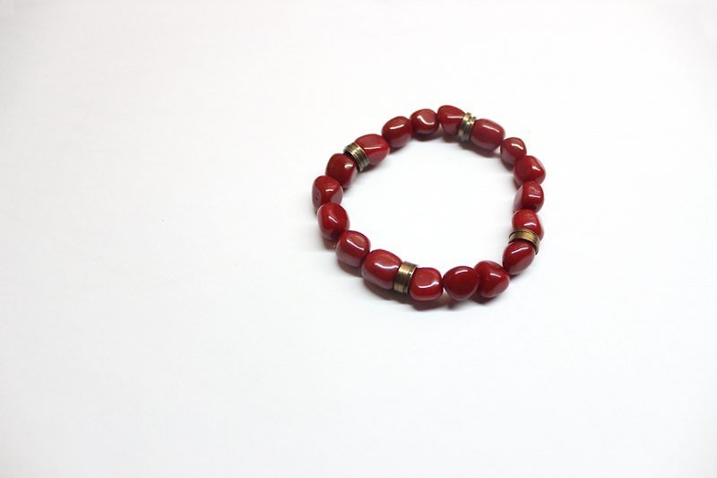 Acacia * ruby ​​small copper ring group fight elastomeric - Bracelets - Other Materials Red