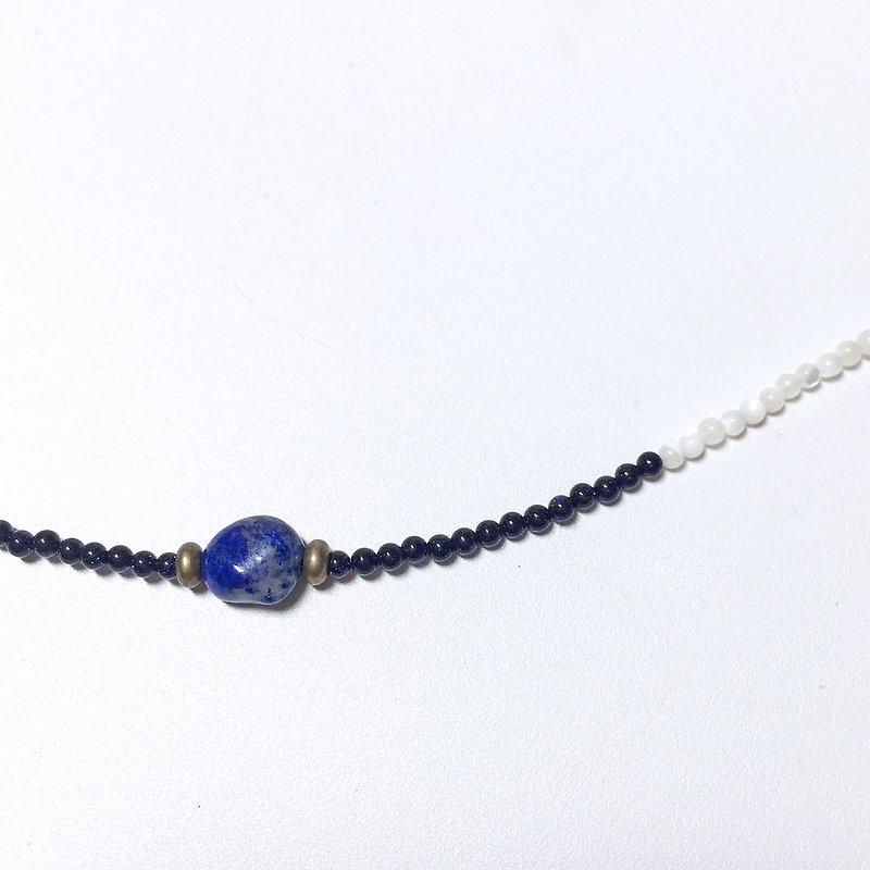 Simplicity * navy blue and white minimalist stone bracelet - Bracelets - Other Materials Black
