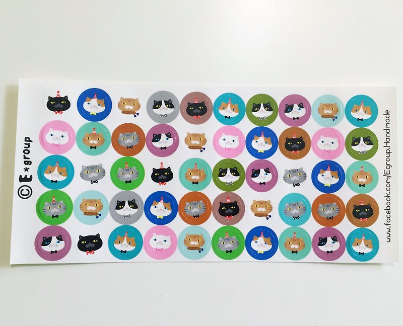 E * group A meow round sticker (small) - สติกเกอร์ - กระดาษ 
