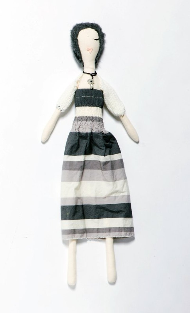 Striped dress dolls - ตุ๊กตา - ผ้าฝ้าย/ผ้าลินิน 
